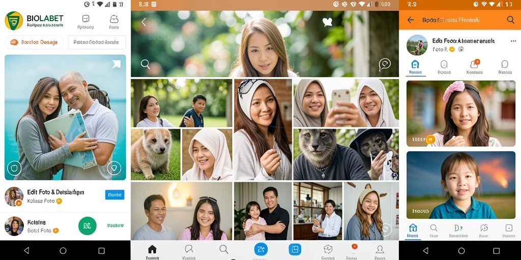 Antarmuka BIOLABET yang intuitif untuk membuat kolase foto.