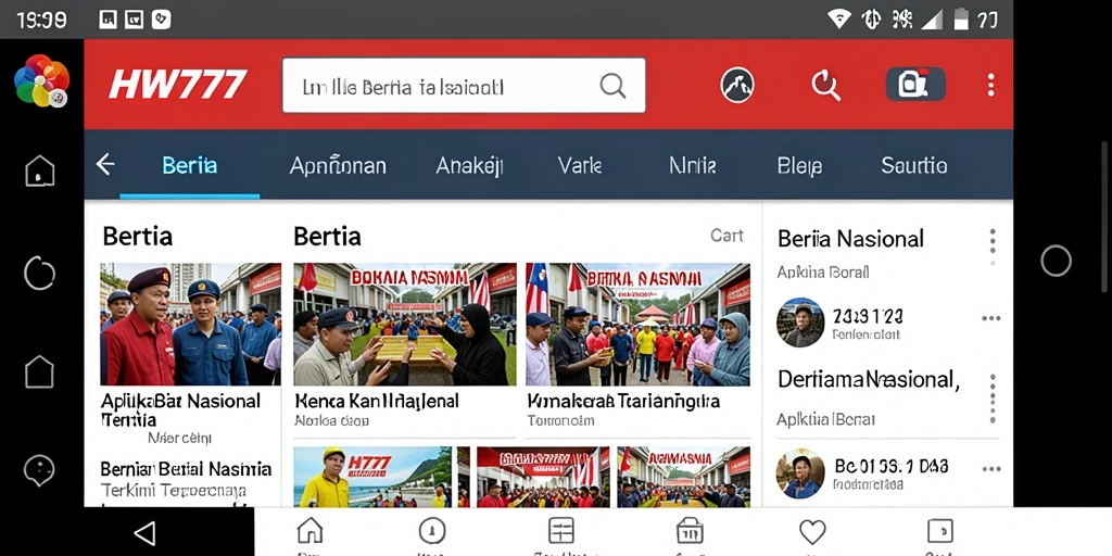 Antarmuka pengguna HW777 yang menampilkan berita terbaru dan terpercaya.
