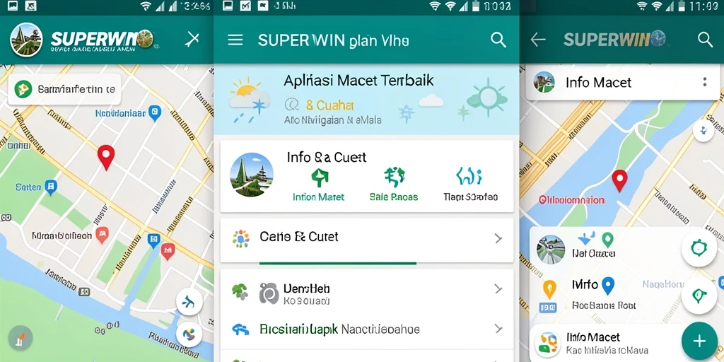 Antarmuka aplikasi SUPERWIN dengan fitur Info Macet yang informatif.