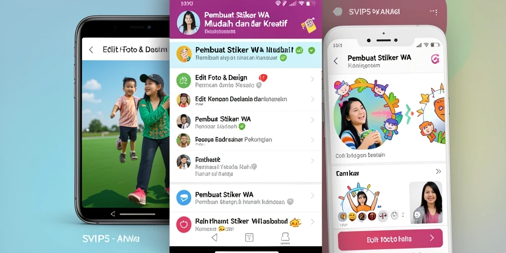 Antarmuka SVIP5 yang memudahkan pembuatan stiker WhatsApp.